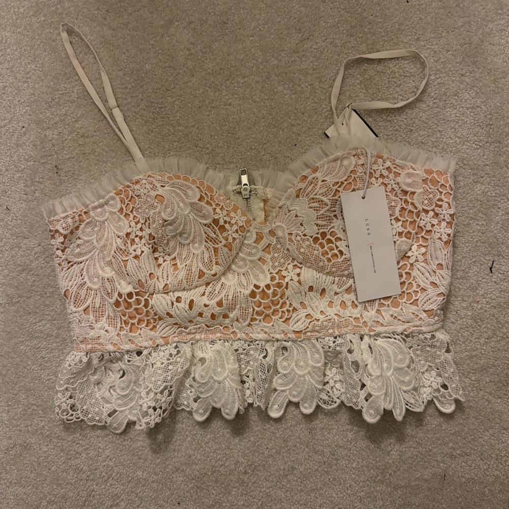 Lush Off-White Lace Top